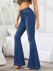 Cat Whiskers Flare Leg Jeans - Dark Wash - View 1