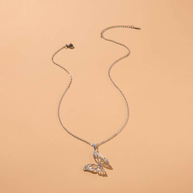 

Butterfly Charm Necklace, Silver