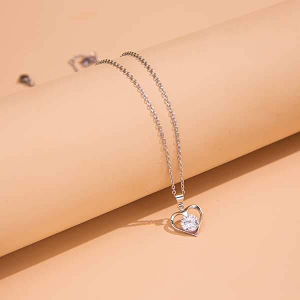 

Heart Charm Necklace, Silver