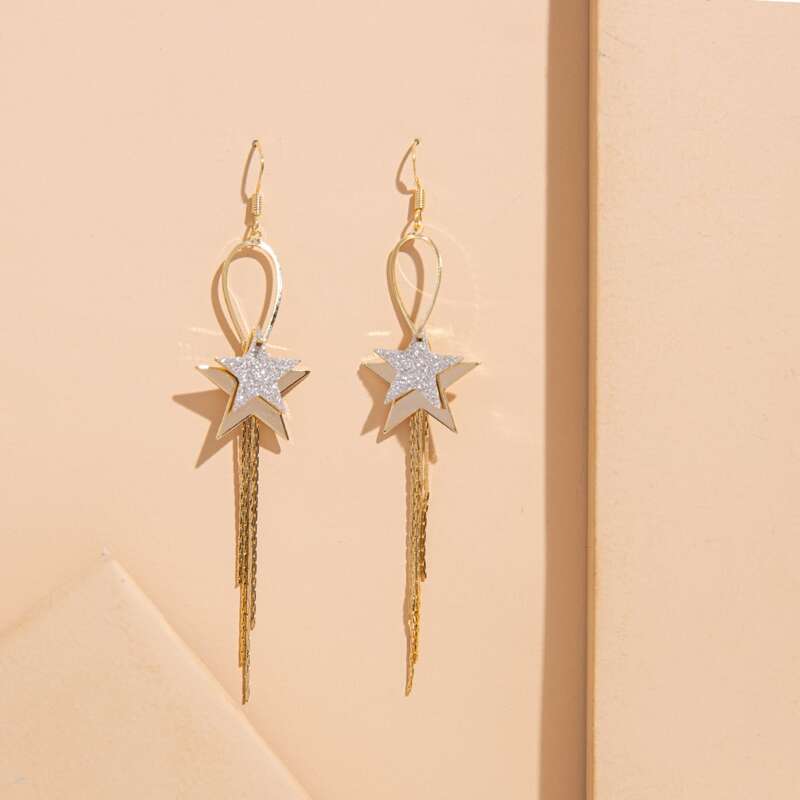 

Star Tassel Drop Earrings, Gold