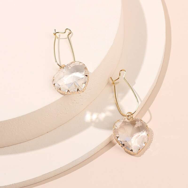 

Clear Heart Drop Earrings, Multicolor