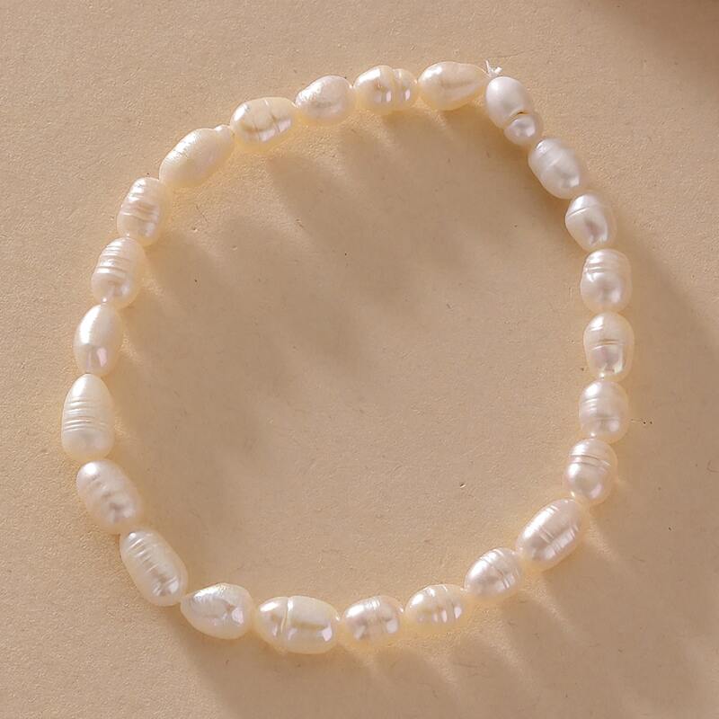 

Faux Pearl Beaded Bracelet, White