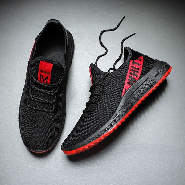 

Men Letter Graphic Lace-up Front Sneakers, Black