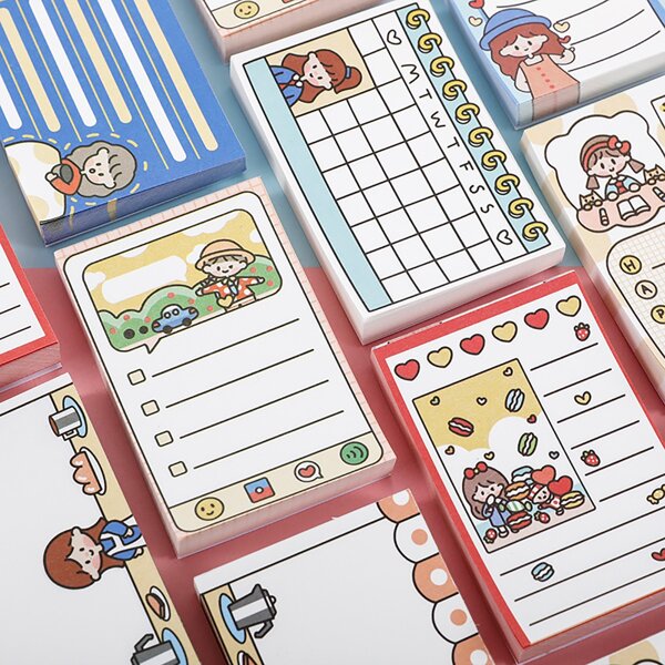 

2packs Cartoon Graphic Random Memo Pad, Multicolor