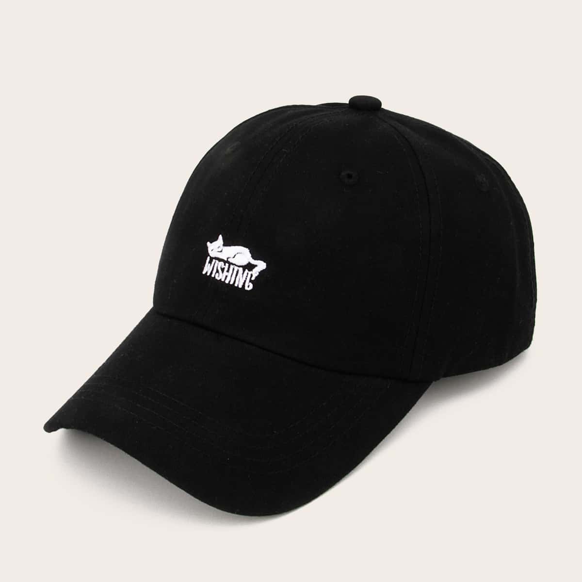 

Cat Embroidered Baseball Cap, Black