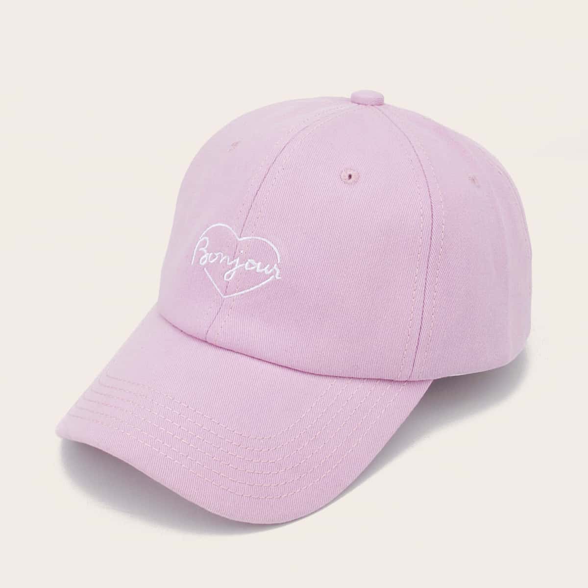 

Heart Embroidered Baseball Cap, Pink