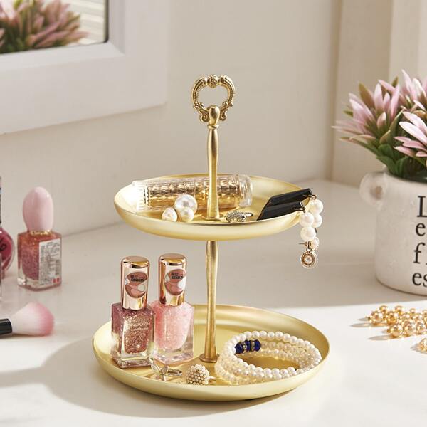 

Двухслойный лоток для показа ювелирных изделий 1шт, Золотистый