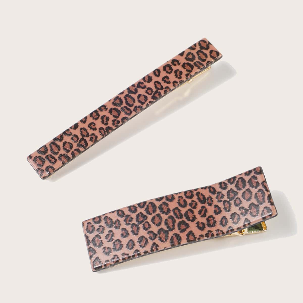

2pcs Leopard Print Hair Clip, Multicolor