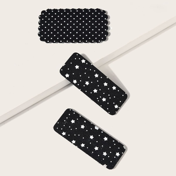 

3pcs Star Pattern Hair Sticker, Black and white