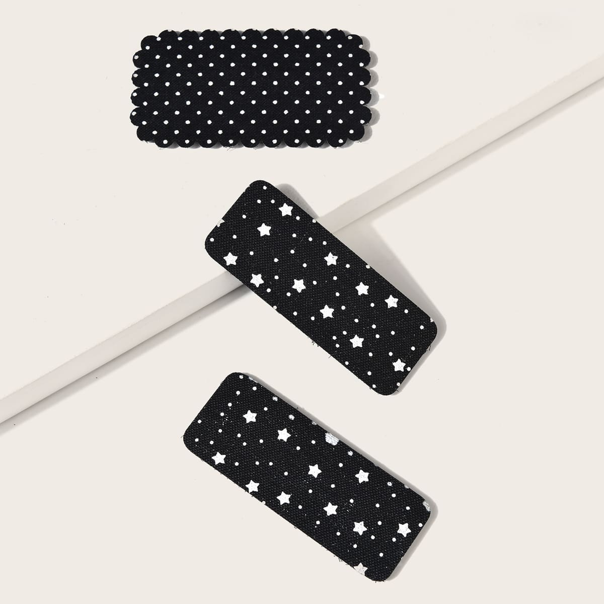 

3pcs Star Pattern Hair Sticker, Black and white
