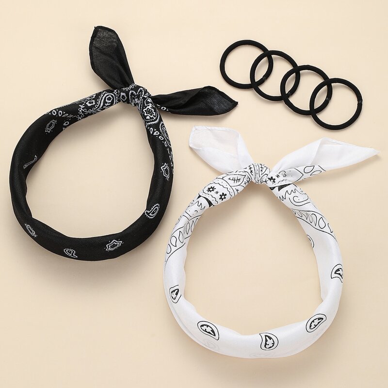 

6pcs Paisley Pattern Hair Accessory, Black and white