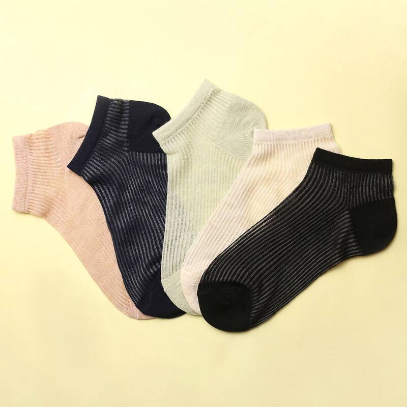 

5pairs Striped Pattern Socks, Multicolor
