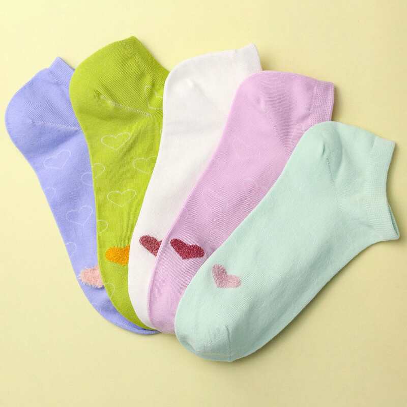 

5pairs Heart Pattern Socks, Multicolor