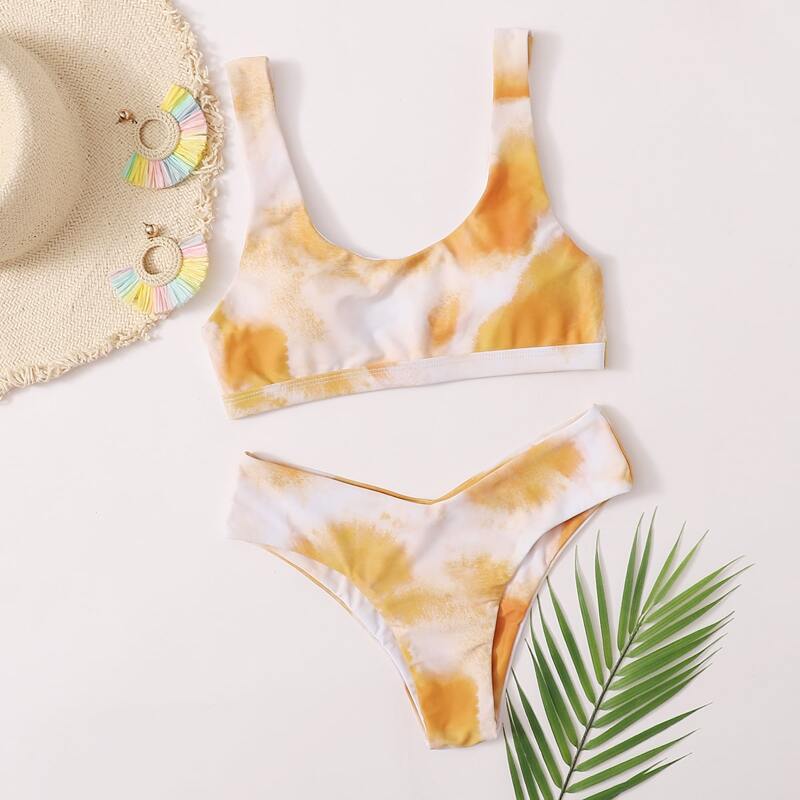 Tie Dye Bikini Swimsuit, Yellow
