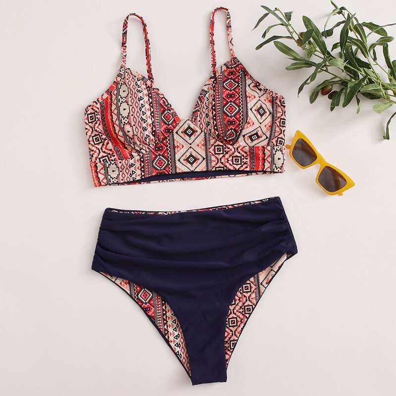 

Tribal High Waisted Bikini Swimsuit, Multicolor