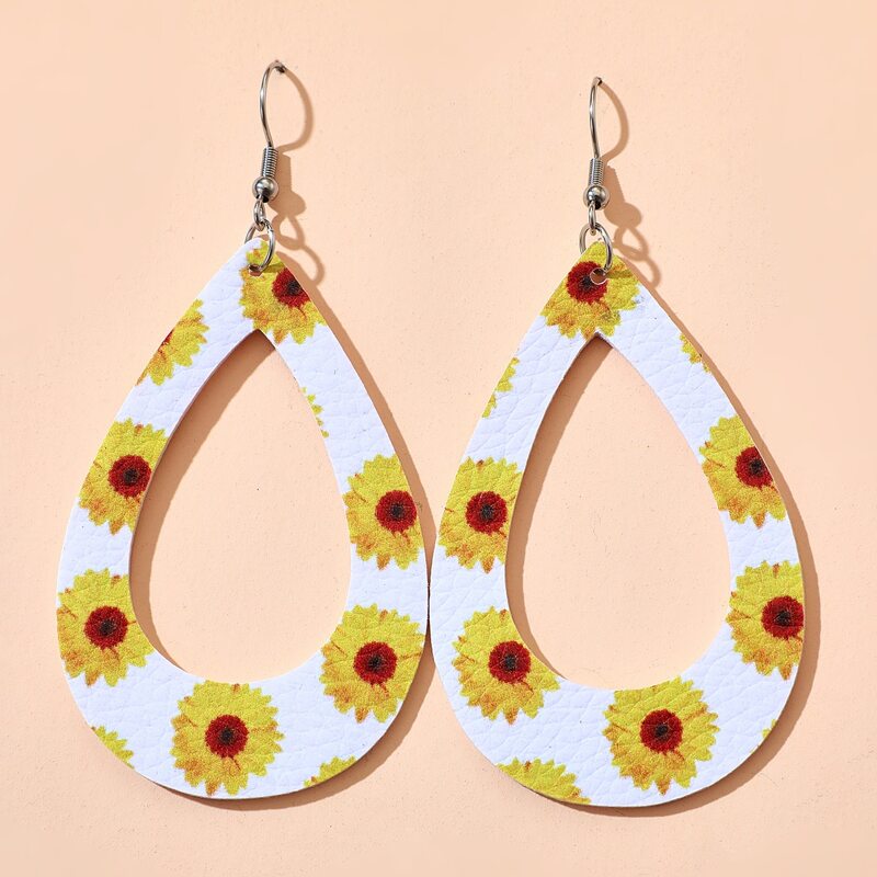 

Flower Pattern Water Drop Earrings, Multicolor