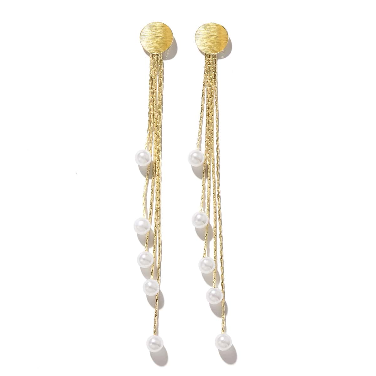 

Faux Pearl Tassel Drop Earrings, Gold