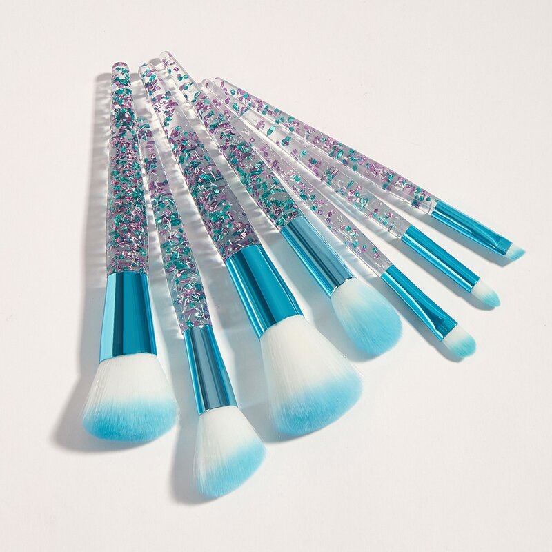 

7pcs Duo-fiber Makeup Brush Set, Blue
