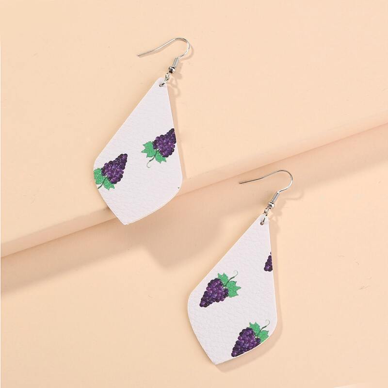 

Fruit Pattern Drop Earrings, White
