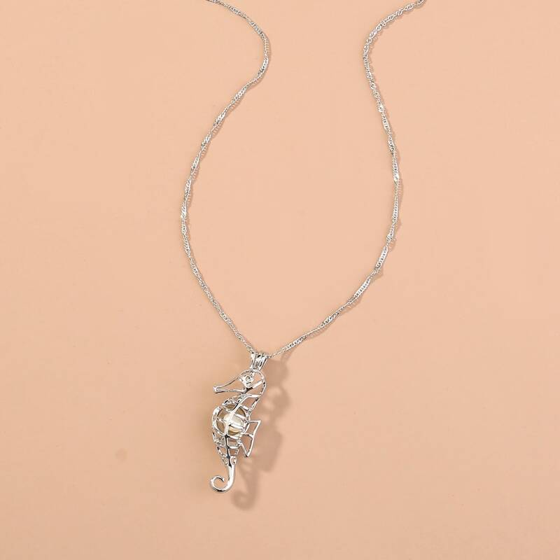 

Seahorse Charm Necklace, Silver