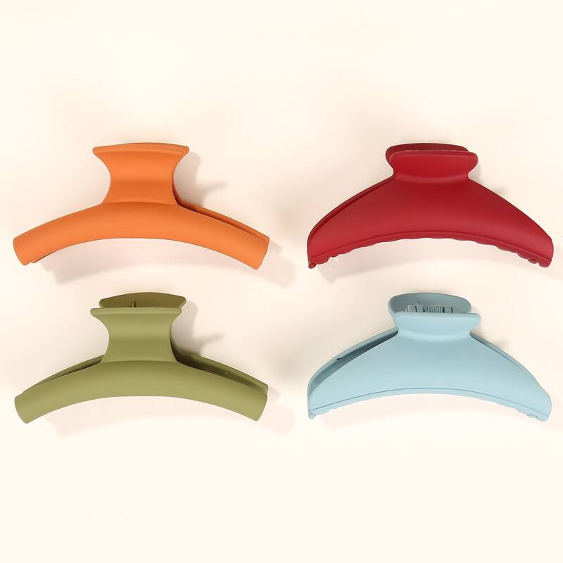 

4pcs Solid Hair Claw, Multicolor