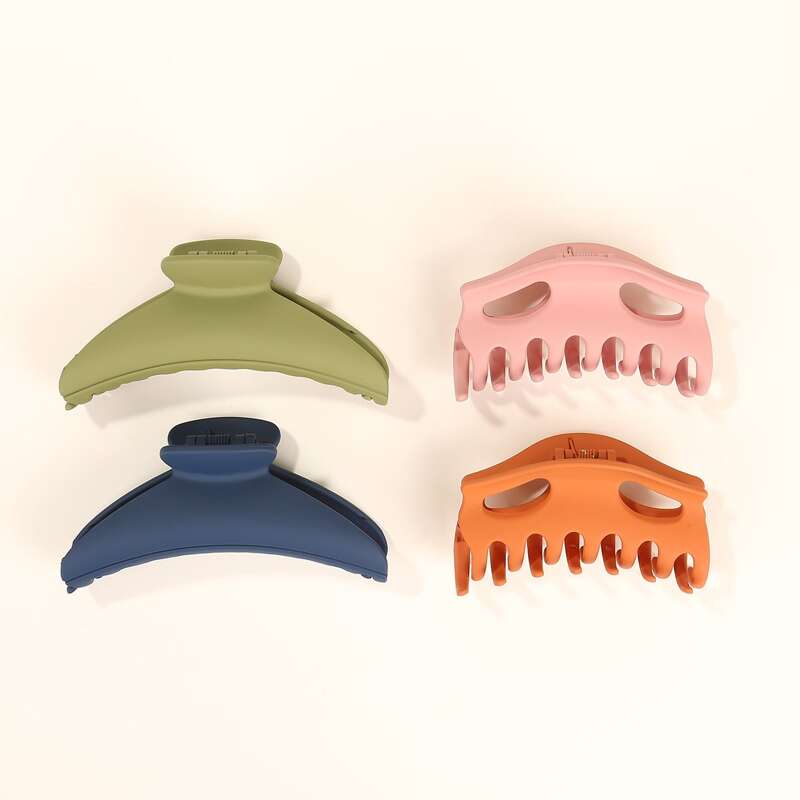 

4pcs Solid Hair Claw, Multicolor