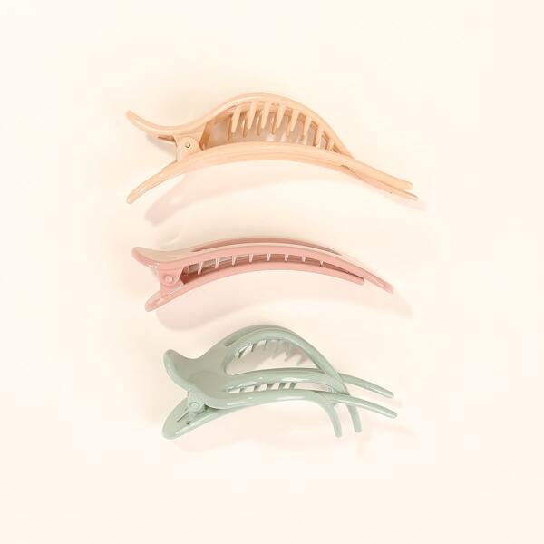 

3pcs Solid Hair Clip Set, Multicolor