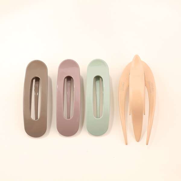 

4pcs Solid Hair Clip Set, Multicolor