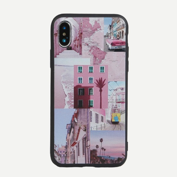 

Landscape Print iPhone Case, Pink