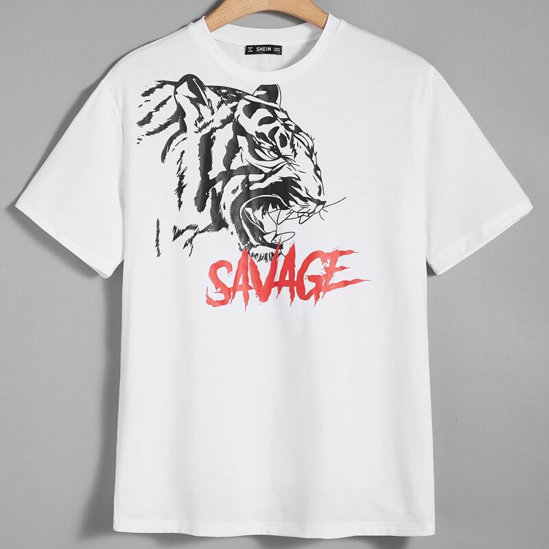 

Guys Tiger & Letter Graphic Tee, White