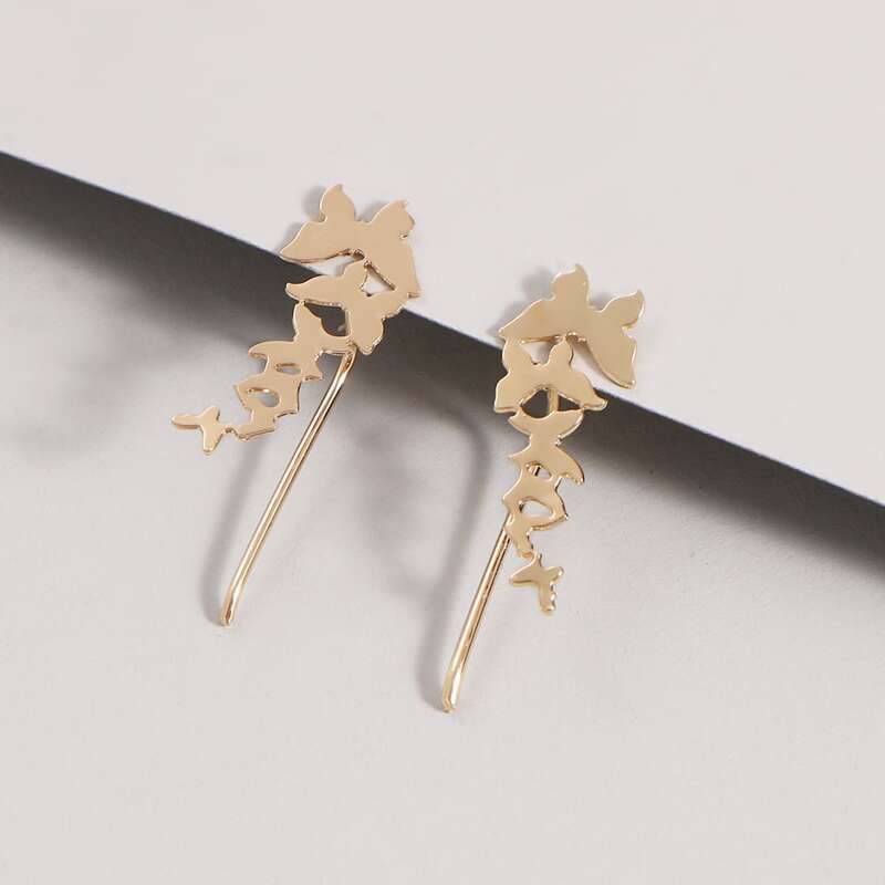 

Metal Butterfly Stud Earrings, Gold