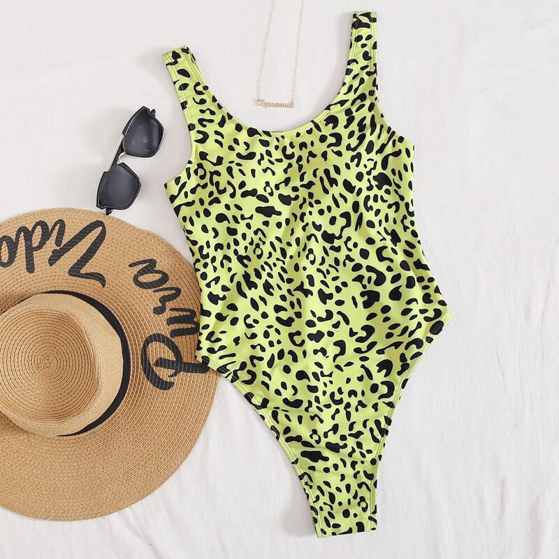 

Allover Print High Leg One Piece Swimsuit, Multicolor