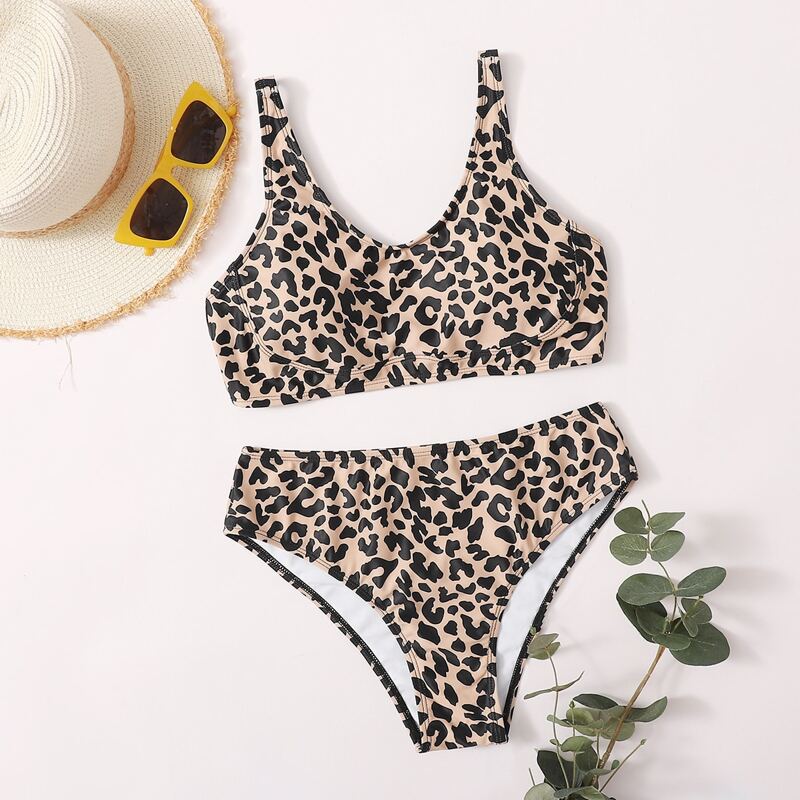 

Leopard Print Bikini Swimsuit, Multicolor