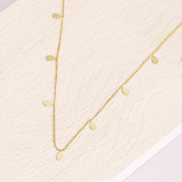 

Mini Teardrop Dainty Chain Link Necklace, Gold