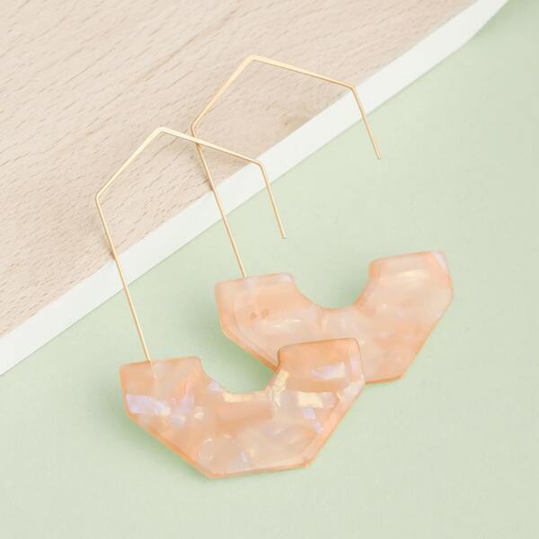 

1pair Outline Mother Of Pearl Detail Earrings, Pink