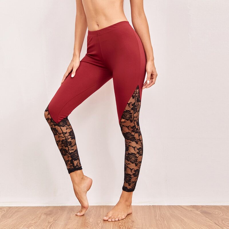 

Contrast Lace Sports Leggings, Multicolor