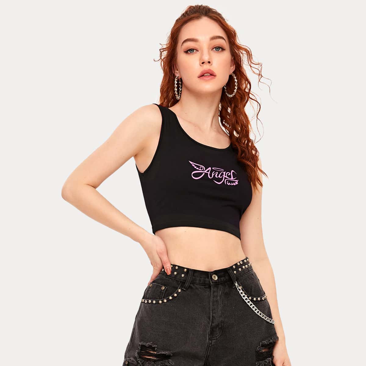 

Angel Crop Tank, Black