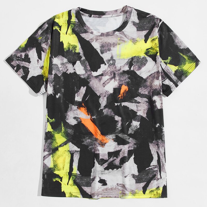 

Guys Brush Paint Print Tee, Multicolor