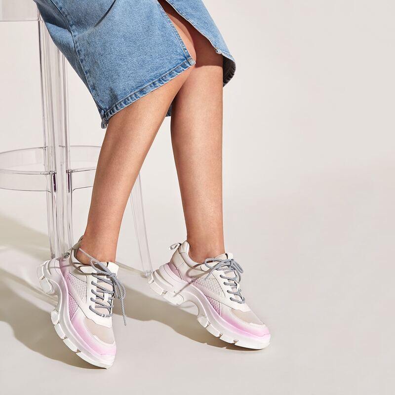 

Lace-up Front Chunky Sneakers, White