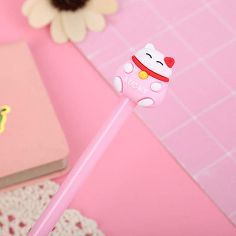 

3pcs Cartoon Cat Gel Pen, Black