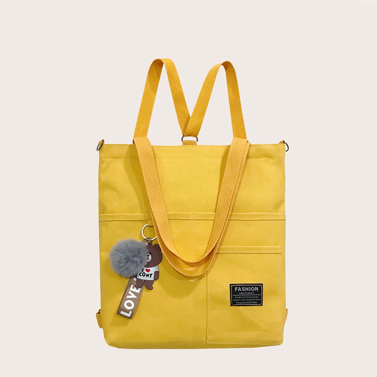 

Pocket Canvas Tote Bag, Yellow