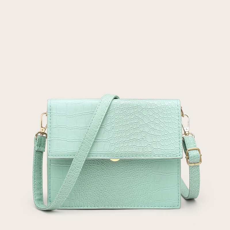 

Croc Embossed Flap Crossbody Bag, Green