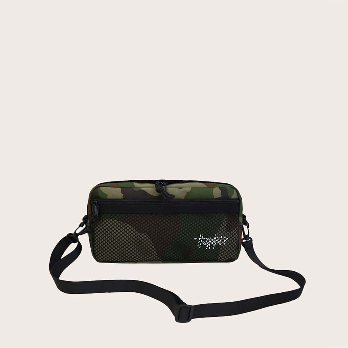 

Camo Mesh Crossbody Bag, Army green