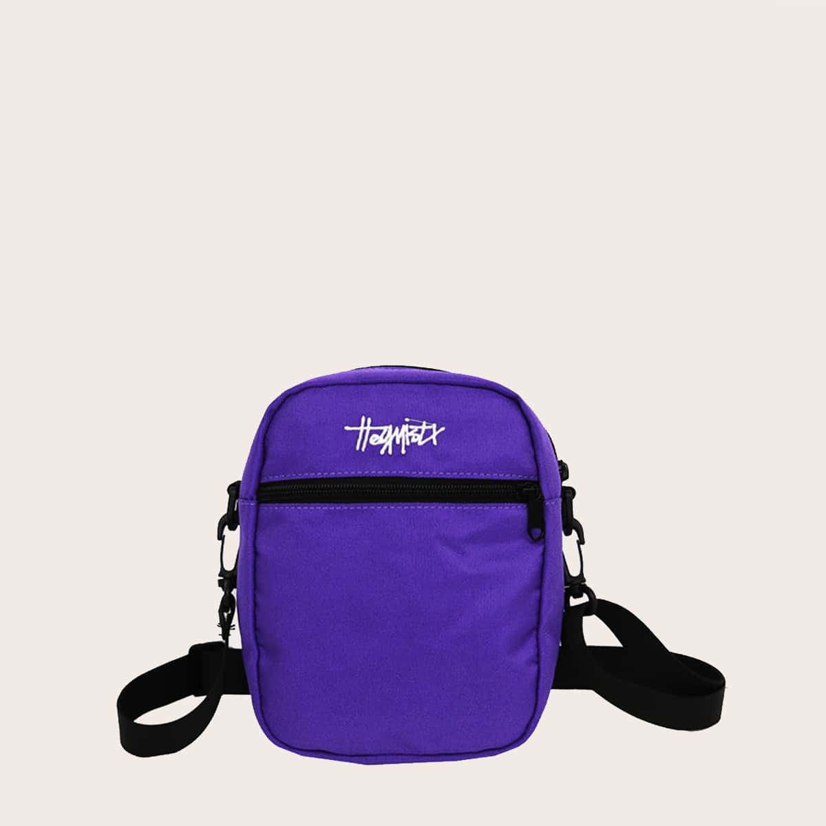 

Letter Graphic Crossbody Bag, Purple