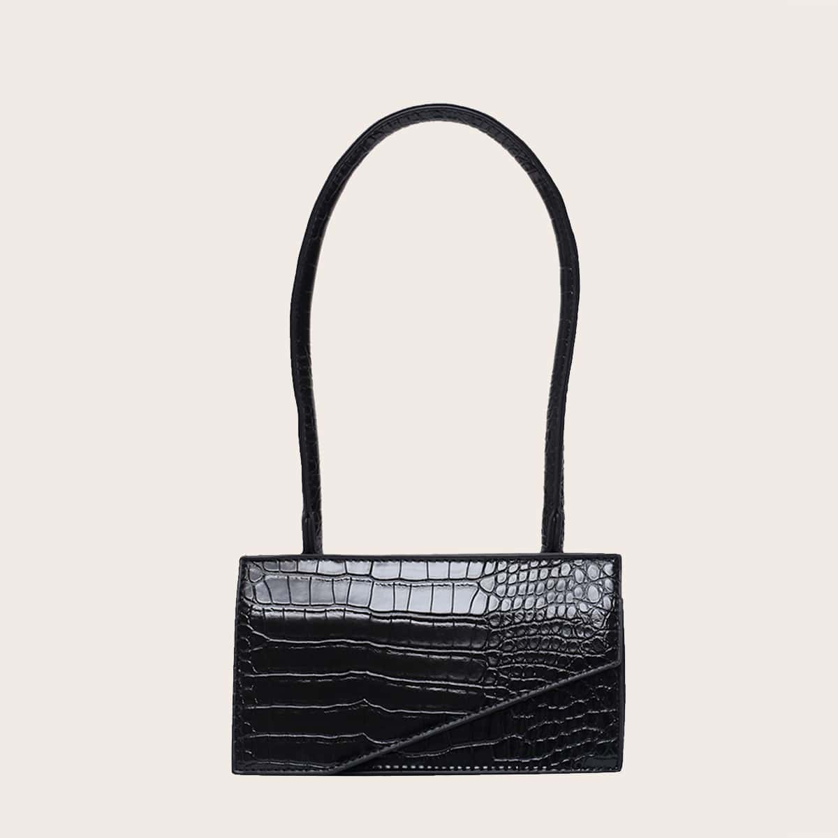 

Croc Embossed Tote Bag, Black