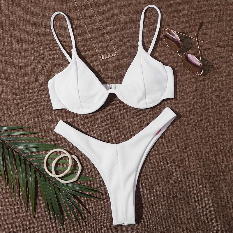 

Push Up High Leg Bikini Swimsuit, White