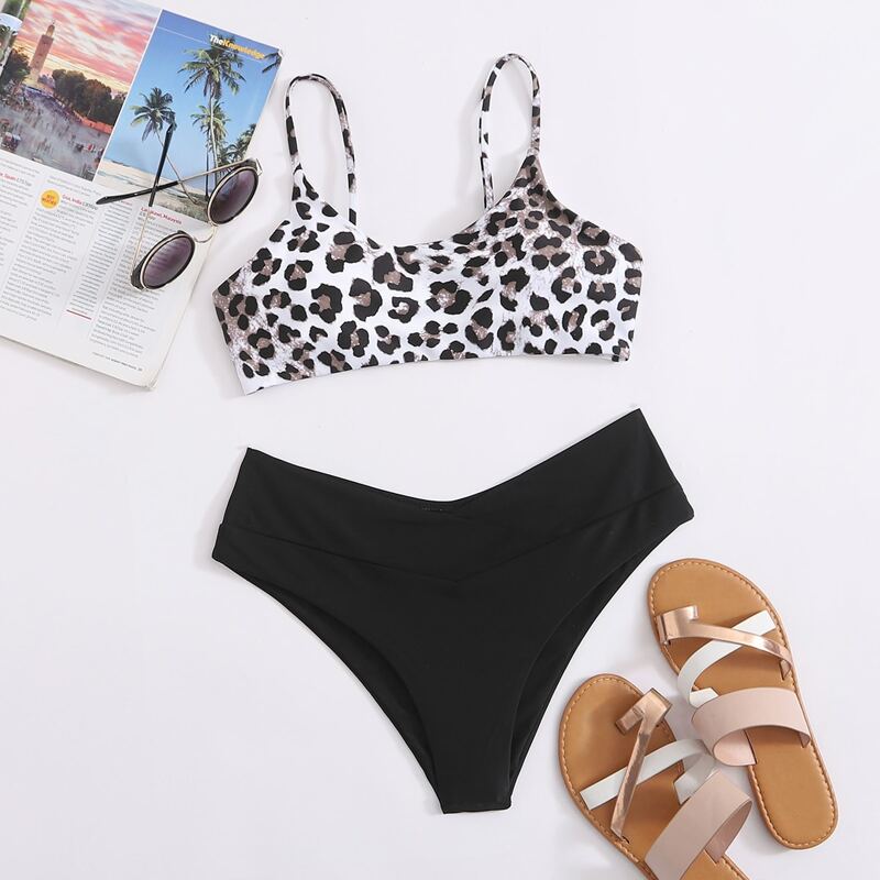 

Leopard Cami Bikini Swimsuit, Multicolor