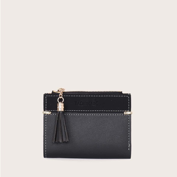 

Tassel Charm Fold Over Purse, Black