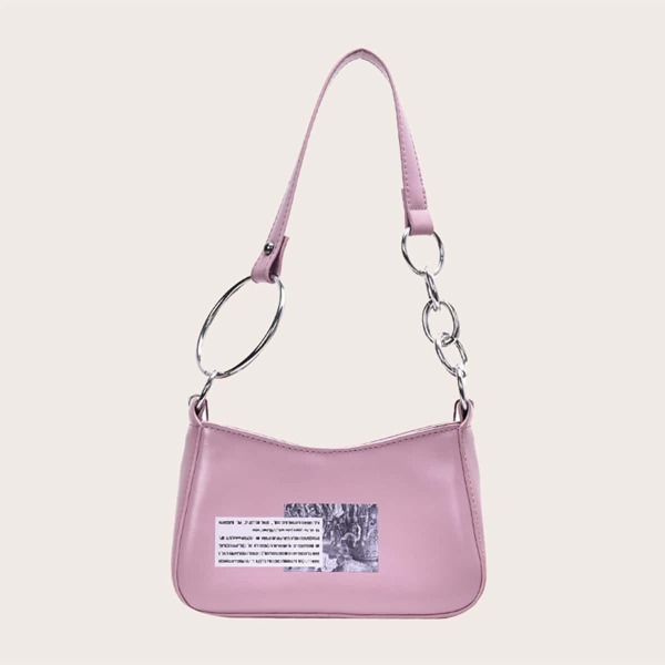 

Сумка-тоут с текстовым узором, Розовые