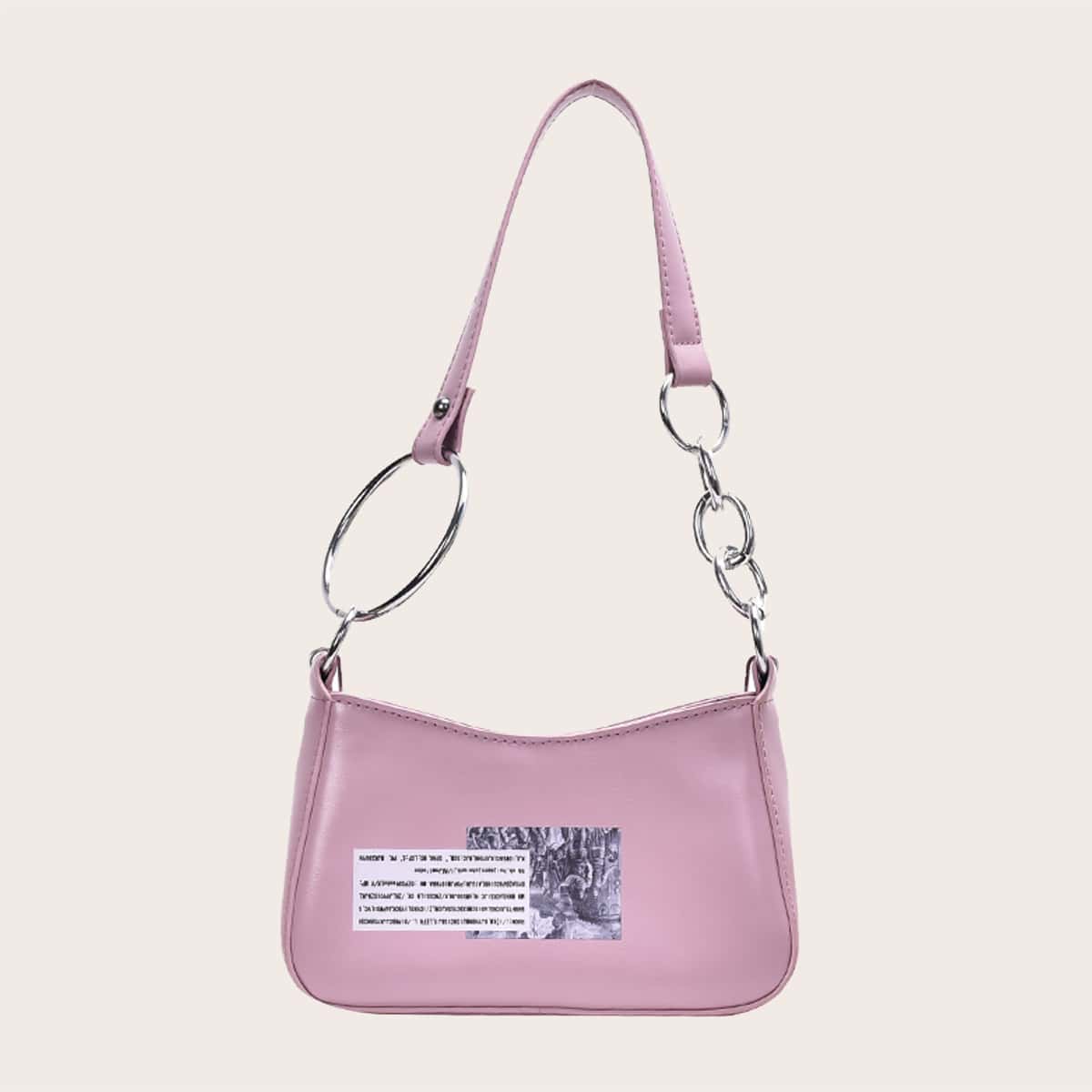

Letter Graphic Tote Bag, Pink